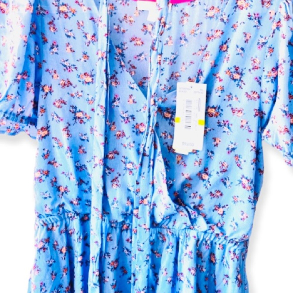 NWT GB Floral Lavender Wrap Puff Sleeve Sun Dress - Picture 5 of 5